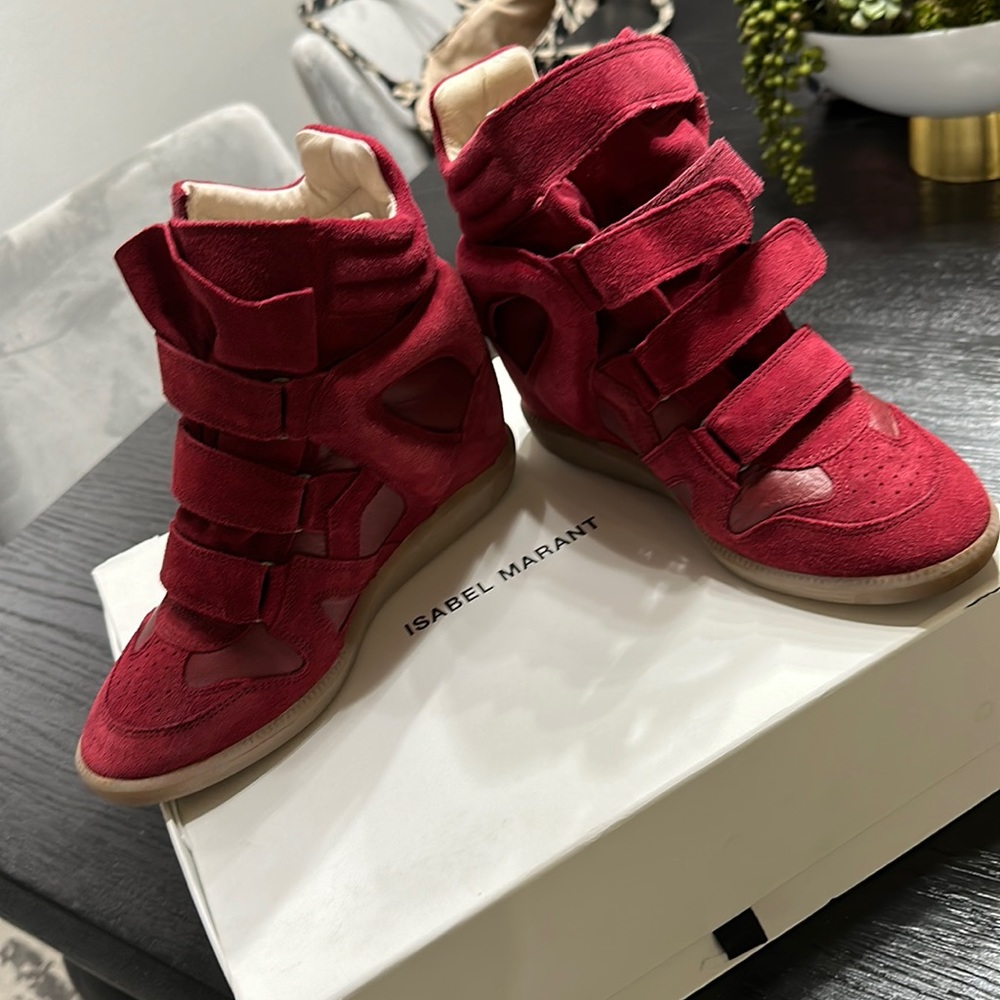 Isabel Morant leather and velvet leather sneakers